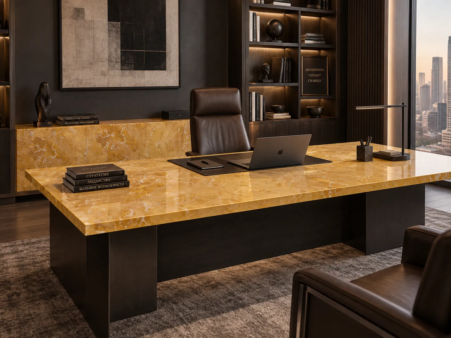 Столешница из травертина Travertino Gold для кабинета