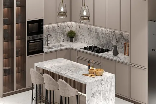 Кухонная столешница из мрамора Bianco Carrara