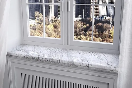 Подоконник из мрамора Bianco Carrara