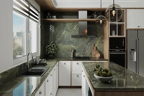 Столешница из кварцита Verde Fantastico