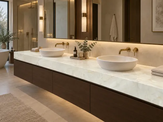 Столешница из мрамора White Pearl для ванной