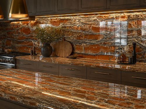 Столешница из оникса Onice Red Caramel