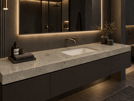 Столешница из мрамора Delicato Grey для ванной